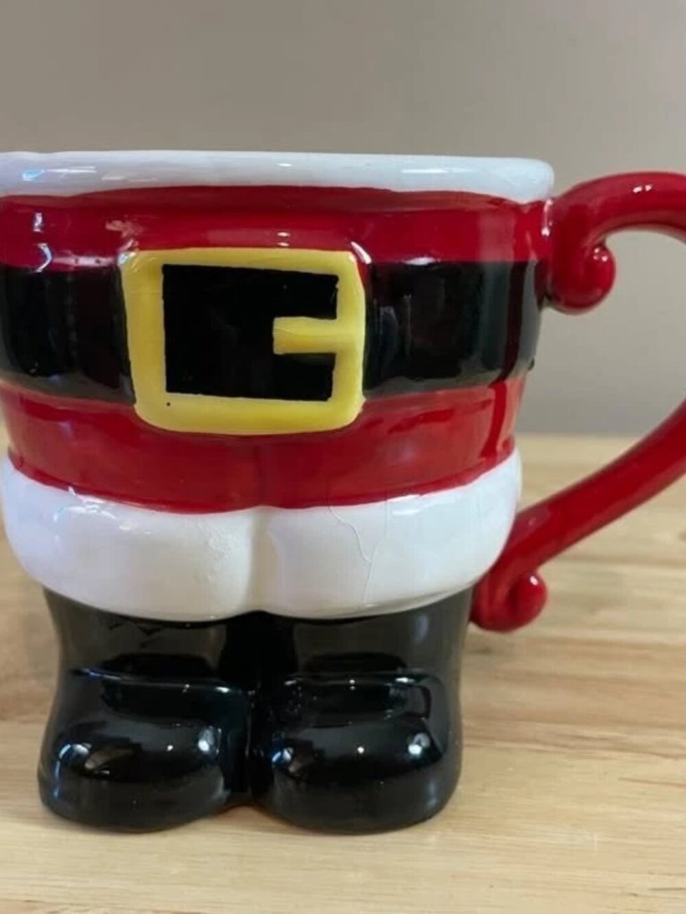 Boston Warehouse Santa Pants Mug Christmas Ceramic 18 oz Stoneware Santa Booties